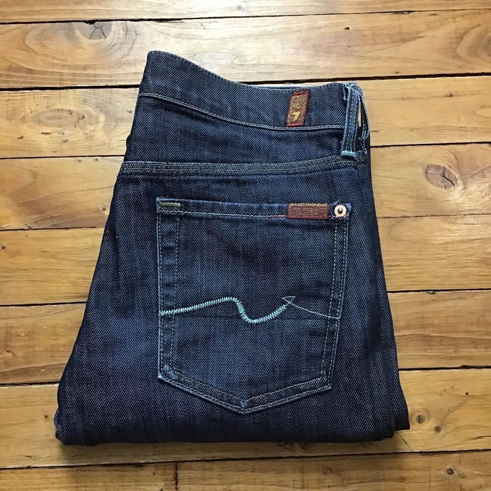 7famk men’s light jeans 7 for all mankind bootcut stretchy denim size 28 - Picture 4 of 13